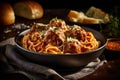 Bowl of Spaghetti and Meatballs - Delicious Italian Pasta Dish. AI generated