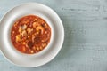 Bowl of Spanish fish and chorizo soup Royalty Free Stock Photo