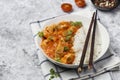 Bowl with spicy chicken, vegetables and rice Royalty Free Stock Photo