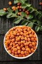 Popular Indian snack Spicy coated peanuts.