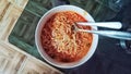 A Bowl of Spicy Noodles Royalty Free Stock Photo