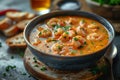 Bowl of Spicy Shrimp Tomato Stew Garnished With Parsley