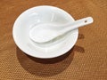 White Bowl and Spoon Royalty Free Stock Photo