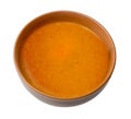 Bowl of squash soup isolated on a white Royalty Free Stock Photo