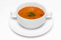 Bowl of squash soup on a white background Royalty Free Stock Photo