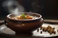 A bowl of steaming hot harira soup.Â (Generative AI) Royalty Free Stock Photo