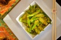 Bowl of stir fried okra