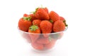 Bowl of strawberries, transparent on white background. Royalty Free Stock Photo