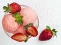 Bowl of strawberry ice cream close up Royalty Free Stock Photo