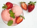 Bowl of strawberry ice cream close up Royalty Free Stock Photo