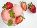 Bowl of strawberry ice cream close up Royalty Free Stock Photo