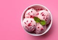 Bowl of strawberry ice cream Royalty Free Stock Photo