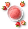 Bowl of strawberry ice cream scoop Royalty Free Stock Photo