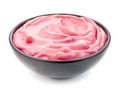 Bowl of strawberry pudding