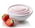 Bowl of strawberry yogurt Royalty Free Stock Photo