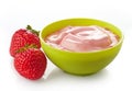 Bowl of strawberry yogurt Royalty Free Stock Photo