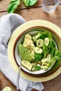 Bowl summer green salad Healthy food top view