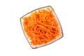 Bowl with tasty carrot salad isolated on background Royalty Free Stock Photo