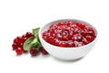 Bowl with tasty cranberry sauce on white background Royalty Free Stock Photo