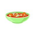 Bowl of tasty cream soup with vegetables. Delicious dish for dinner. Healthy nutrition. Flat vector for recipe book or