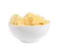 Bowl of tasty crispy potato chips Royalty Free Stock Photo