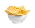 Bowl of tasty crispy potato chips Royalty Free Stock Photo