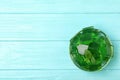 Bowl of tasty jelly on table, top view Royalty Free Stock Photo