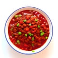 bowl with tasty mexican chili con carne on white background, Ai Generated