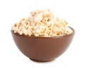 Bowl of tasty pop corn isolated Royalty Free Stock Photo