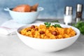 Bowl of tasty sweet potato puree Royalty Free Stock Photo