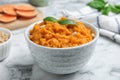 Bowl of tasty sweet potato puree Royalty Free Stock Photo