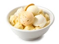 bowl with tasty vanilla ice cream on white background, Ai Generated Royalty Free Stock Photo