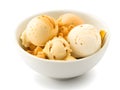 bowl with tasty vanilla ice cream on white background, Ai Generated Royalty Free Stock Photo