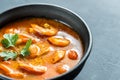 Bowl of thai yellow curry with seafood Royalty Free Stock Photo