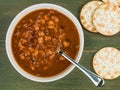 Bowl of Thick Chunky Vegetable and Bean Soup Royalty Free Stock Photo