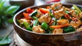 Bowl of tofu and vegetables Royalty Free Stock Photo
