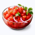 Translucent Salsa In Glass Bowl With Onion And Tomatoes