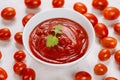 Bowl of tomato sauce or ketchup, closeup Royalty Free Stock Photo