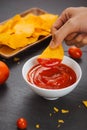 Bowl of tomato sauce or ketchup, closeup Royalty Free Stock Photo