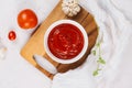 Bowl of tomato sauce or ketchup, closeup Royalty Free Stock Photo