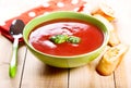 Bowl of tomato soup with basil Royalty Free Stock Photo