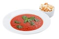 Bowl of tomato soup with croutons Royalty Free Stock Photo