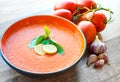 Bowl of tomato soup gaspacho Royalty Free Stock Photo