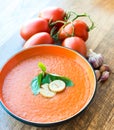 Bowl of tomato soup gaspacho Royalty Free Stock Photo