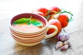 Bowl of tomato soup gaspacho Royalty Free Stock Photo