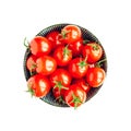 Bowl of tomatoes on white background