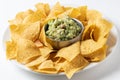 Bowl of tortilla chips and guacamole Royalty Free Stock Photo