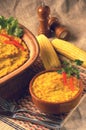 Bowl of traditional Chilean Pastel de Choclo (corn pie) Royalty Free Stock Photo