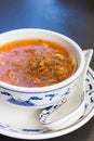 Bowl of traditional chinese sour and spicy soup