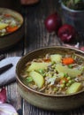 A bowl with traditional German dish - stew Eintopf